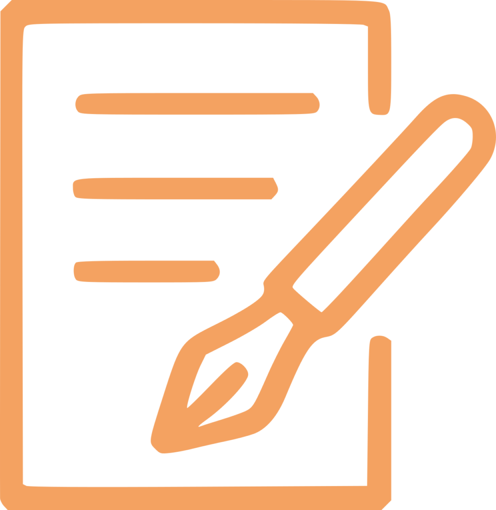 Icon showing a pen and paper